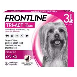 FRONTLINE Solução Tri-Act para ser gotejada em cães de 2-5 kg, 3 unidades