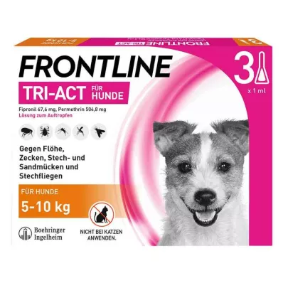 FRONTLINE Solução Tri-Act para ser gotejada em cães de 5-10 kg, 3 unidades