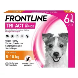 FRONTLINE Solução Tri-Act para ser gotejada em cães de 5-10 kg, 6 unidades