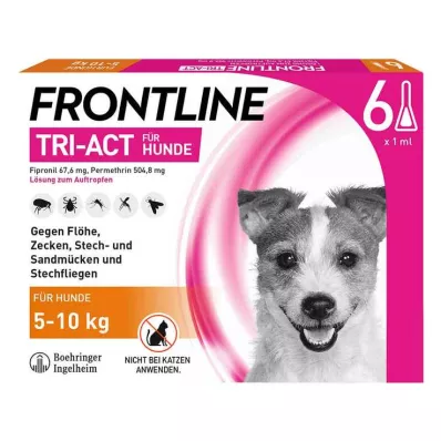 FRONTLINE Solução Tri-Act para ser gotejada em cães de 5-10 kg, 6 unidades