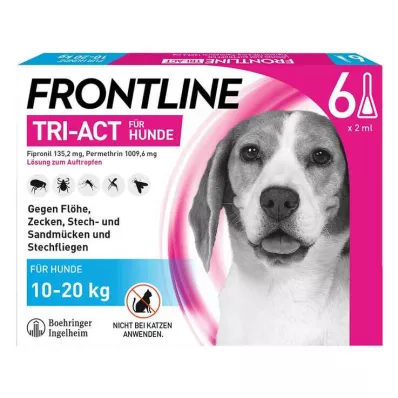 FRONTLINE Solução Tri-Act para ser gotejada em cães de 10-20 kg, 6 unidades FRONTLINE Solução Tri-Act para ser gotejada em cães de 10-20 kg, 6 unidades