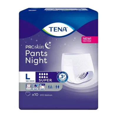 TENA PANTS Calças descartáveis nocturnas super L, 10 unidades TENA PANTS Calças descartáveis nocturnas super L, 10 unidades