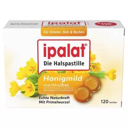 IPALAT Pastilhas para a garganta mel suave sem mentol, 120 unid