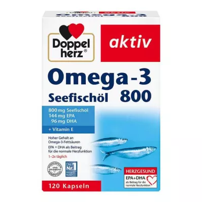 Óleo de peixe marinho Doppelherz Omega-3 800 cápsulas ativas, 120 peças Óleo de peixe marinho Doppelherz Omega-3 800 cápsulas ativas, 120 peças