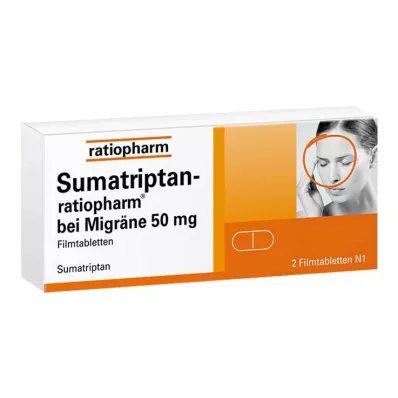 Sumatriptano ratiopharm para enxaquecas 50 mg comprimidos revestidos por película, 2 unidades Sumatriptano ratiopharm para enxaquecas 50 mg comprimidos revestidos por película, 2 unidades