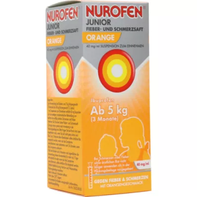 NUROFEN Junior febre e dor sumo de laranja 40 mg/ml, 100 ml