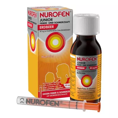 NUROFEN Junior febre e dor suco morango 40 mg/ml, 100 ml NUROFEN Junior febre e dor suco morango 40 mg/ml, 100 ml