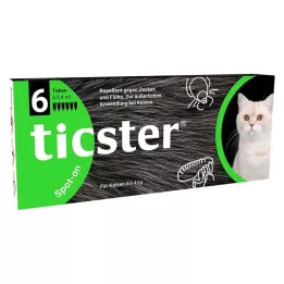 TICSTER Solução para unção punctiforme para gatos até 4 kg, 6X0,4 ml