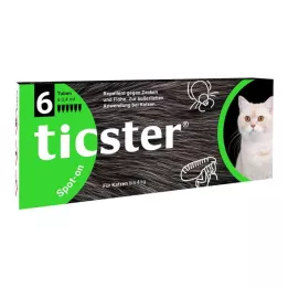 TICSTER Solução para unção punctiforme para gatos até 4 kg, 6X0,4 ml