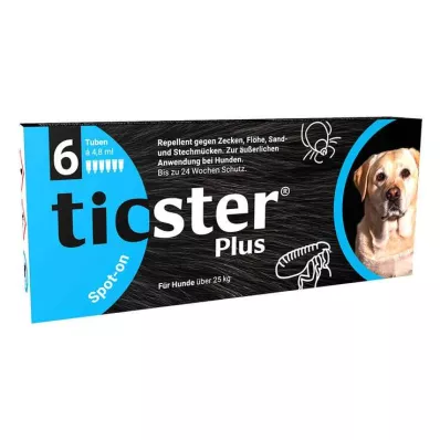 TICSTER Plus solução para unção punctiforme para cães com mais de 25 kg, 6X4,8 ml
