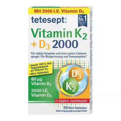 Tetesept Vitamina K2+D3 2.000 comprimidos (30 unidades) Tetesept Vitamina K2+D3 2.000 comprimidos (30 unidades)