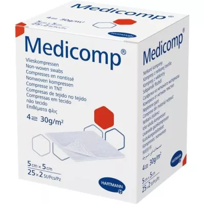 MEDICOMP Comp. não tecido estéril 5x5 cm de 4 camadas, 25X2 pcs