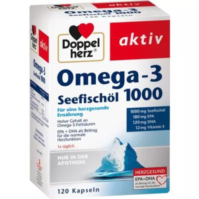 DOPPELHERZ Óleo de peixe do mar Omega-3 1000 cápsulas, 120 cápsulas