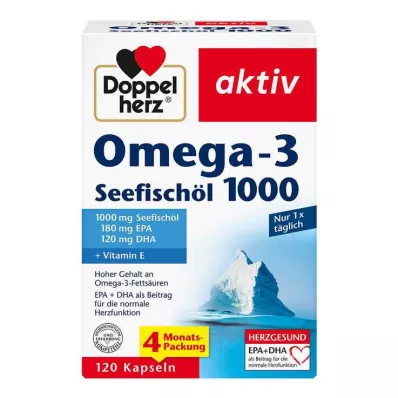 Óleo de peixe marinho Doppelherz Omega-3 1000 cápsulas, 120 peças Óleo de peixe marinho Doppelherz Omega-3 1000 cápsulas, 120 peças
