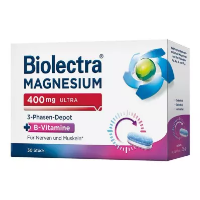 BIOLECTRA Magnésio 400 mg ultra depósito trifásico, 30 unid BIOLECTRA Magnésio 400 mg ultra depósito trifásico, 30 unid