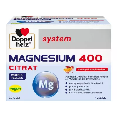 Grânulos do sistema Doppelherz Magnésio 400 Citrato, 60 peças Grânulos do sistema Doppelherz Magnésio 400 Citrato, 60 peças