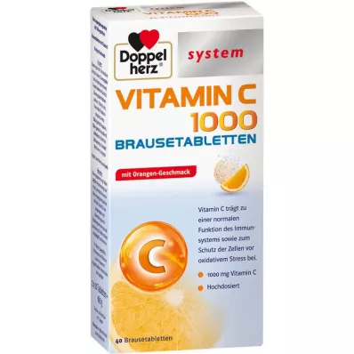DOPPELHERZ Vitamina C 1000 sistema comprimidos efervescentes, 40 unidades