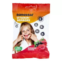 SANOSTOL Rebuçados vitaminados de framboesa-cassis, 75 g