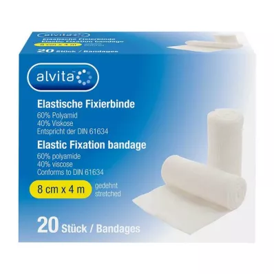 Ligadura elástica de fixação Alvita 8 cmx4 m, 20 un