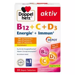 Comprimidos ativos de depósito Doppelherz B12 + C + D3, 30 unidades