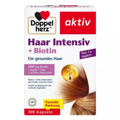 DOPPELHERZ Hair Intensive+Biotin Capsules, 100 Cápsulas