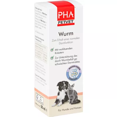 PHA Gotas de vermes para cães/gatos, 50 ml