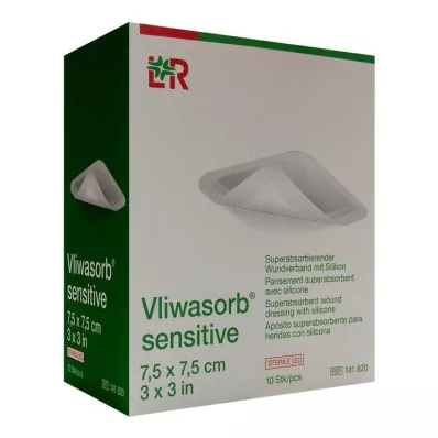 Vliwasorb sensível 7,5x7,5 cm superabsorção.Wundv., 10 unid