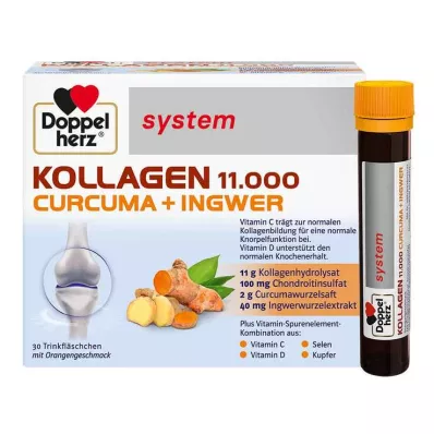 Doppelherz Collagen 11.000 Curcuma + Ginger System Ampolas para beber, 30X25 ml