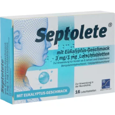 SEPTOLETE com aroma de eucalipto 3mg/1mg Lut.-T., 16 unid