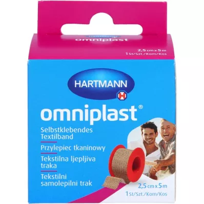 OMNIPLAST Gesso de fixação tecido têxtil 2,5 cmx5 m OTC, 1 pc