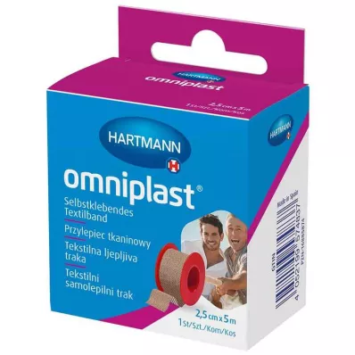 OMNIPLAST Gesso de fixação tecido têxtil 2,5 cmx5 m OTC, 1 pc OMNIPLAST Gesso de fixação tecido têxtil 2,5 cmx5 m OTC, 1 pc
