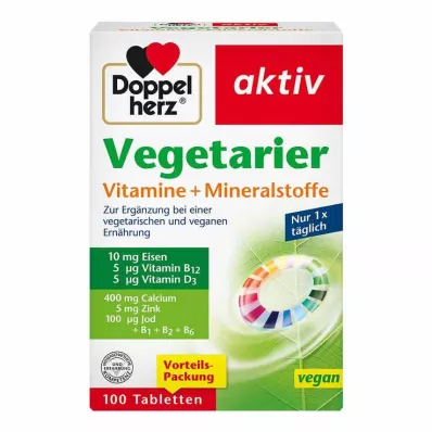 Doppelherz vitaminas vegetarianas + minerais ativos, 100 peças Doppelherz vitaminas vegetarianas + minerais ativos, 100 peças