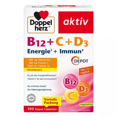 Comprimidos ativos de depósito Doppelherz B12 + C + D3, 100 unidades Comprimidos ativos de depósito Doppelherz B12 + C + D3, 100 unidades