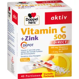 DOPPELHERZ Vitamina C 500+Zinco Depósito DIRECT Pellets, 40 unid