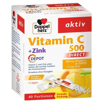 DOPPELHERZ Vitamina C 500+Zinco Depósito DIRECT Pellets, 40 unid DOPPELHERZ Vitamina C 500+Zinco Depósito DIRECT Pellets, 40 unid