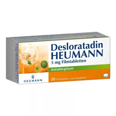 Desloratadina HEUMANN comprimidos revestidos por película de 5 mg, 20 unidades Desloratadina HEUMANN comprimidos revestidos por película de 5 mg, 20 unidades