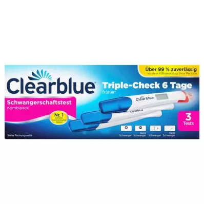 CLEARBLUE Teste de gravidez TripleCheck ultra-precoce, 3 unid