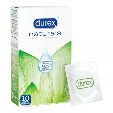 Preservativos Durex naturais com lubrificante à base de água, 10 peças Preservativos Durex naturais com lubrificante à base de água, 10 peças