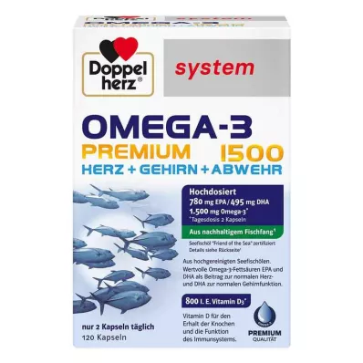 DOPPELHERZ Omega-3 Premium 1500 system Capsules, 120 cápsulas DOPPELHERZ Omega-3 Premium 1500 system Capsules, 120 cápsulas