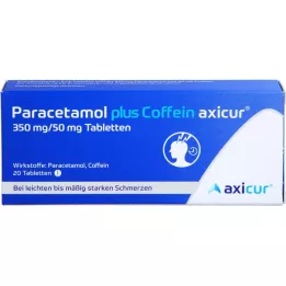 PARACETAMOL mais cafeína axicur 350 mg/50 mg comprimidos, 20 unid