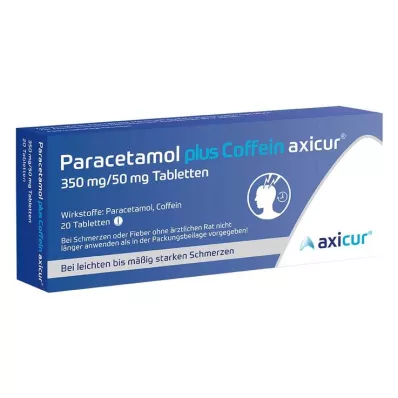 Paracetamol mais cafeína axicur® 350 mg/50 mg comprimidos, 20 unidades Paracetamol mais cafeína axicur® 350 mg/50 mg comprimidos, 20 unidades