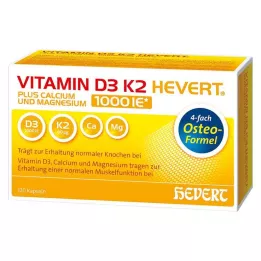 VITAMIN D3 K2 Hevert mais Ca Mg 1000 IE/2 cápsulas, 120 cápsulas