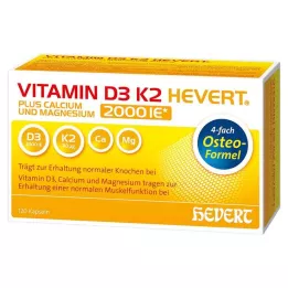 VITAMIN D3 K2 Hevert mais Ca Mg 2000 IE/2 cápsulas, 120 cápsulas