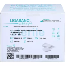 LIGASANO Ligadura branca 1x5x5 cm esterilizada, 10 unidades