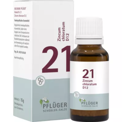 BIOCHEMIE Pflüger 21 Zincum chloratum D 12 glóbulos, 15 g