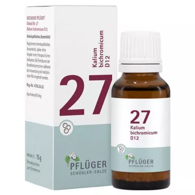 Bioquímica Pflueger 27 Kalium bichromicum D 12 glóbulos, 15 g Bioquímica Pflueger 27 Kalium bichromicum D 12 glóbulos, 15 g