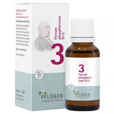 Bioquímica Pflueger 3 Ferrum fosforicum D 12 glóbulos, 15 g Bioquímica Pflueger 3 Ferrum fosforicum D 12 glóbulos, 15 g