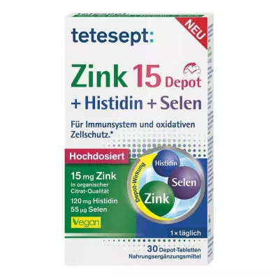 TETESEPT Zinc 15 Depot+Histidine+Selenium comprimidos revestidos por película, 30 unidades