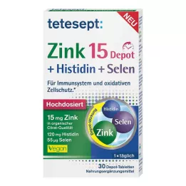Tetesept Zinc 15 Depot + Histidina + Selênio comprimidos revestidos por película, 30 unid