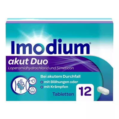Duo agudo Imodium - para diarréia aguda com flatulência, 12 unidades